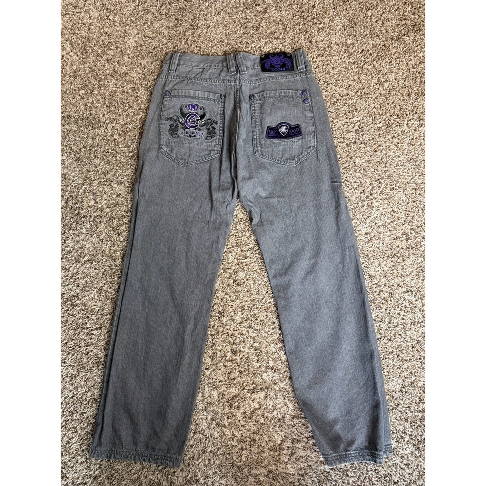Coogi Jean Men 34 X 34(32) Grey Wash Denim VTG Y2K Purple Crown Charcoal - Picture 9 of 9